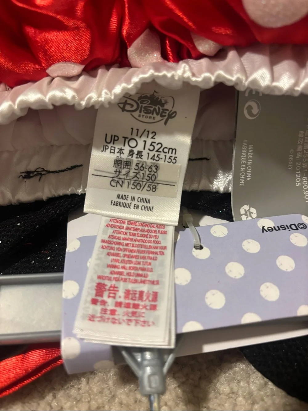 Disney Red and White Polka Dot Minnie Costume Dress with Ears